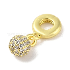 Rack Plating Brass Micro Pave Clear Cubic Zirconia European Dangle Charms&nbsp;KK-S380-25G