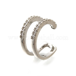 Brass Clear Cubic Zirconia Cuff Earrings&nbsp;EJEW-Q025-03A-P