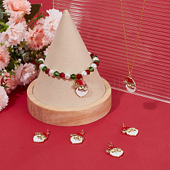 6Pcs Christmas Themed Brass Micro Pave Cubic Zirconia Pendants&nbsp;ZIRC-BBC0001-55