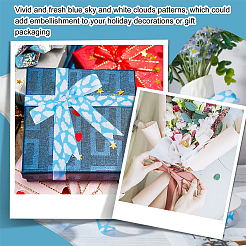 20 Yards Flat Cloud Printed Polyester Grosgrain Ribbons&nbsp;OCOR-WH0003-015