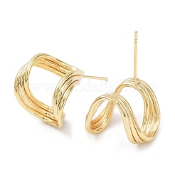 Brass Twist Wave Stud Earrings&nbsp;KK-C031-32G
