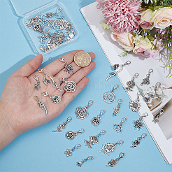 40Pcs 20 Style Flower Alloy Pendant Decorations&nbsp;HJEW-PH02488