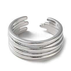 Rack Plating Brass Criss Cross Open Cuff Rings&nbsp;RJEW-K249-03P