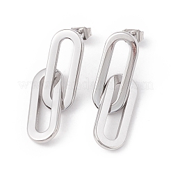 304 Stainless Steel Interlocking Oval Dangle Stud Earrings for Women&nbsp;EJEW-E264-06