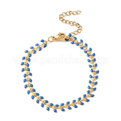 Enamel Ear of Wheat Link Chains Bracelet&nbsp;BJEW-P271-02G