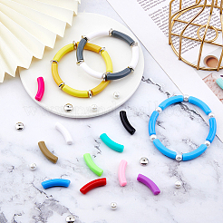 DIY Acrylic Curved Tube & CCB Plastic Beads Bracelet Making Kits&nbsp;DIY-DC0003-31B