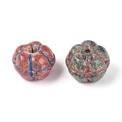 Picasso Baking Paint & Golden Metal Enlaced Glass Beads&nbsp;DGLA-T004-51M