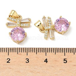 Brass Micro Pave Cubic Zirconia Pendants&nbsp;KK-Q068-29G
