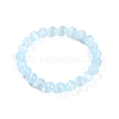 Dyed Natural Selenite Round Beaded Stretch Bracelets for Women&nbsp;G-U005-02G