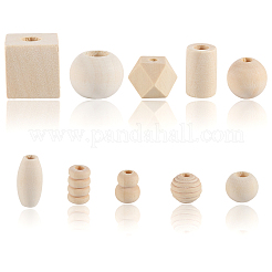 300Pcs 10 Styles Wood European Beads&nbsp;WOOD-SP0001-48