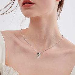 1pc Brass Chain with Alloy Letter Pendants Necklaces&nbsp;NJEW-LP0001-41G-P