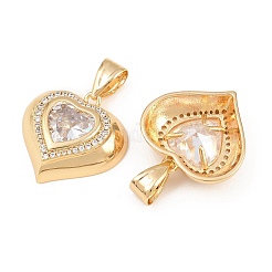 Brass Micro Pave Cubic Zirconia with Glass Pendants&nbsp;KK-L275-62G-02