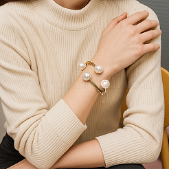 2Pcs 2 Colors Alloy Cuff Bangles&nbsp;BJEW-GO0001-06