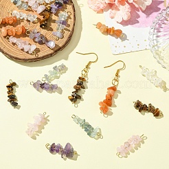 24Pcs 12 Styles Natural Quartz Crystal & Rose Quartz & Tiger Eye & Amethyst & Fluorite & Red Aventurine Pendants & Links Connector Charms&nbsp;PALLOY-YW00048