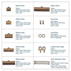 Antique Bronze Jewelry Finding Sets with Mixed Sizes Iron Ribbon Ends&nbsp;FIND-PH0003-01AB