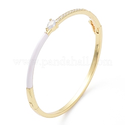 Enamel Teardrop Hinged Bangle with Cubic Zirconia&nbsp;BJEW-G673-01G-02