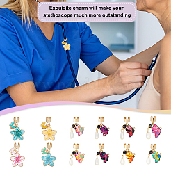 12Pcs Butterfly Alloy Enamel Stethoscope Pendant Decorations&nbsp;HJEW-OC00230