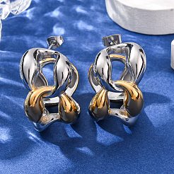 304 Stainless Steel Two Tone Stud Earrings&nbsp;EJEW-A136-01B-GP