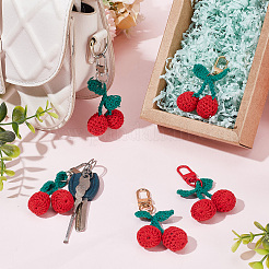 6Pcs 3 Colors Cherry Wool Knitting Pendant Decorations&nbsp;HJEW-CP0001-06