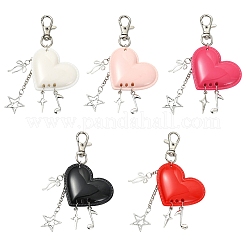 Opaque Acrylic Heart with Alloy Pendant Decorations&nbsp;HJEW-YW00365-01
