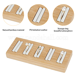 2Pcs 2 Styles Rectangle 5-Slot Bamboo & 3-Slot Wood Ring Display Tray Stands&nbsp;RDIS-HY0001-02A