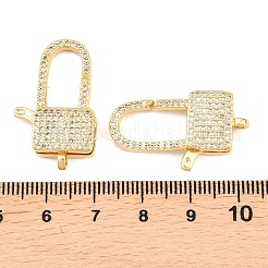 Square Brass Micro Pave Clear Cubic Zirconia Lobeter Claw Clasps&nbsp;KK-C162-018G