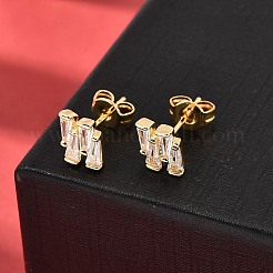Nuggets Brass Micro Pave Clear Cubic Zirconia Stud Earrings&nbsp;EJEW-A135-16G