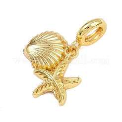 Brass Starfish Shell Shape European Dangle Charms&nbsp;KK-I352-22G
