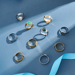 20Pcs 2 Styles Adjustable 304 Stainless Steel Finger Rings Components&nbsp;STAS-UN0057-19A