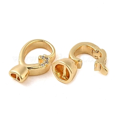 Brass Micro Pave Clear Cubic Zirconia Fold Over Clasps&nbsp;KK-M270-06G