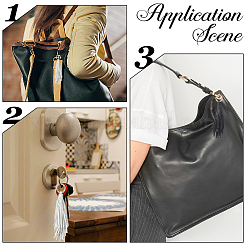 2Pcs 2 Colors PU Leather Tassel Pendan Keychains&nbsp;FIND-CL0001-88C