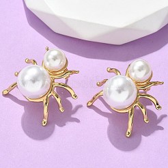 304 Stainless Steel & ABS Plastic Imitation Pearl Spider Stud Earrings&nbsp;EJEW-S253-20G
