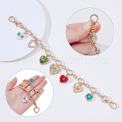 Alloy Colorful Heart Charm Purse Decorative Chains&nbsp;PURS-WH0008-09