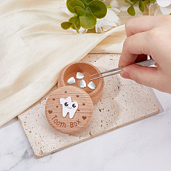 Round Printed Wood Baby Tooth Keepsake Cases with Lids&nbsp;CON-WH0099-75A