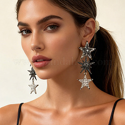 Star Zinc Alloy & Rhinestone Dangle Stud Earrings&nbsp;FS-WGD057C-01