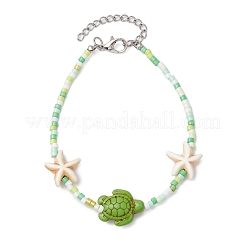 Handmade Glass Seed and Synthetic Turquoise Beaded Bracelets for Women&nbsp;BJEW-JB11299
