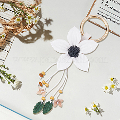 Leather and Alloy Keychain&nbsp;HJEW-WH20022-04A-01