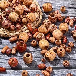200Pcs 8 Styles Printed Wood Beads&nbsp;WOOD-YW0001-26