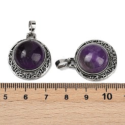 Natural Amethyst Half Round Pendants&nbsp;PALLOY-R159-01AS-08