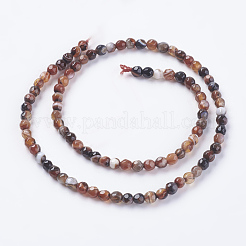 Faceted Round Dyed Natural Striped Agate/Banded Agate Beads Strands&nbsp;G-G581-4mm-M