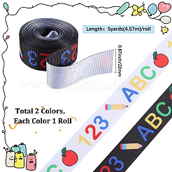 2 Rolls 2 Styles School Season Theme Polyester Colorful Printed Grosgrain Ribbon&nbsp;OCOR-GF0004-23A