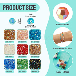 18 Strands 9 Colors AB Color Plated Transparent Glass Beads Strands&nbsp;GLAA-TA0004-44