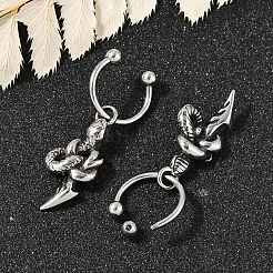 Snake 316 Surgical Stainless Steel Dangle Half Hoop Earrings for Women&nbsp;EJEW-G416-50AS