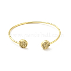 Clear Cubic Zirconia Flat Round Open Cuff Bangle&nbsp;BJEW-M231-02G