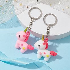 2Pcs 2 Colors Cartoon Unicorn PVC Plastic Keychain&nbsp;KEYC-JKC00676