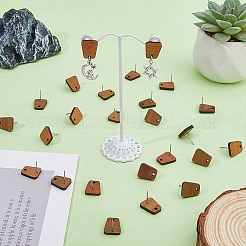 20 Pairs Trapezoid Walnut Wood Stud Earring Findings&nbsp;MAK-HY0001-04