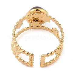 Oval Natural Tiger Eye Finger Rings&nbsp;RJEW-Z057-11G-01