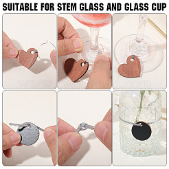 24Pcs 3 Styles Plywood Wood Wine Glass Label Ring&nbsp;FIND-WH20050-005