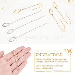 8 Pairs 4 Colors 304 Stainless Steel Ear Thread&nbsp;EJEW-UN0002-03