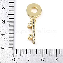 Rack Plating Brass Micro Pave Cubic Zirconia European Dangle Charms&nbsp;KK-P287-20G